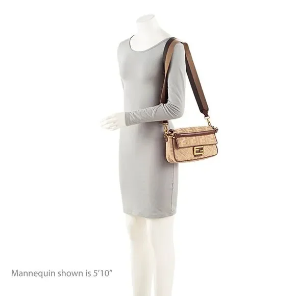 Fendi FF Embroidered Canvas Baguette Shoulder Bag - Picture 5 of 15